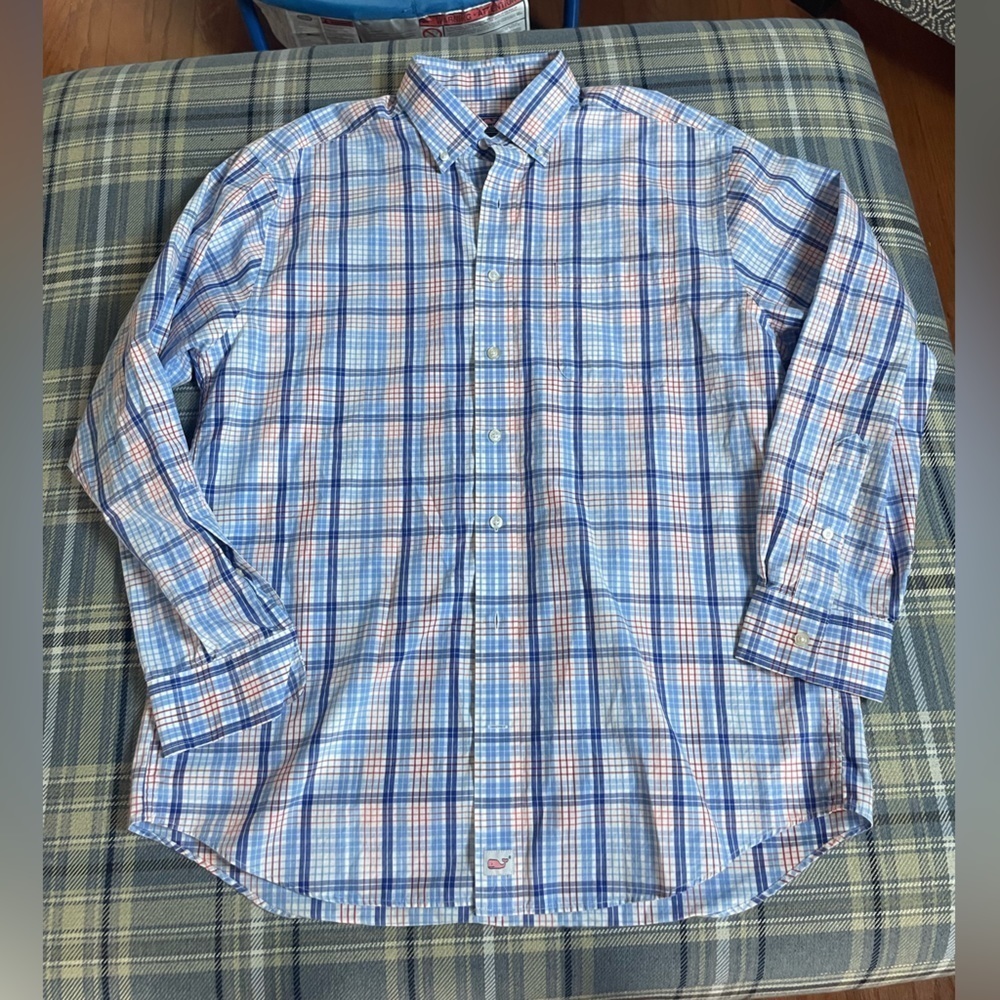 Vineyard Vines Classic Fit Murray Shirt Plaid Whale Large Button Down cotton